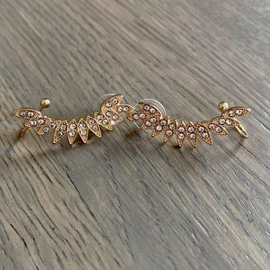 Gold Finish Crystal Ear Climbers